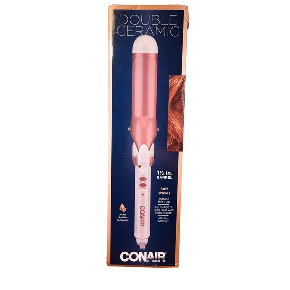 Conair Double Ceramic Curling Iron 1.5” Barrel Pink Pre-Owned Tested Works - Picture 1 of 8